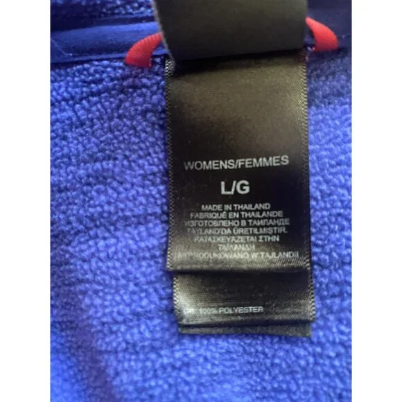 The North Face Fleece Jacket Womens Large Cobalt Zipper Hood Pockets - Picture 14 of 15